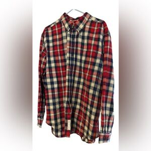 St John’s Bay Flannel Red & Blue Plaid Shirt (XL)
